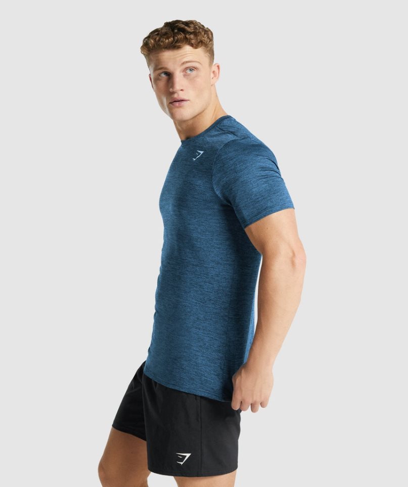 Men's Gymshark Arrival Marl T-Shirts Navy | CA 853DN7